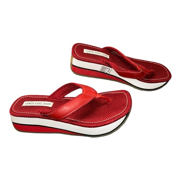 Lower East Side Red Rare Y2K Vintage Platform Flip Flop Sandals Women’s Sz 8 - Picture 8 of 12